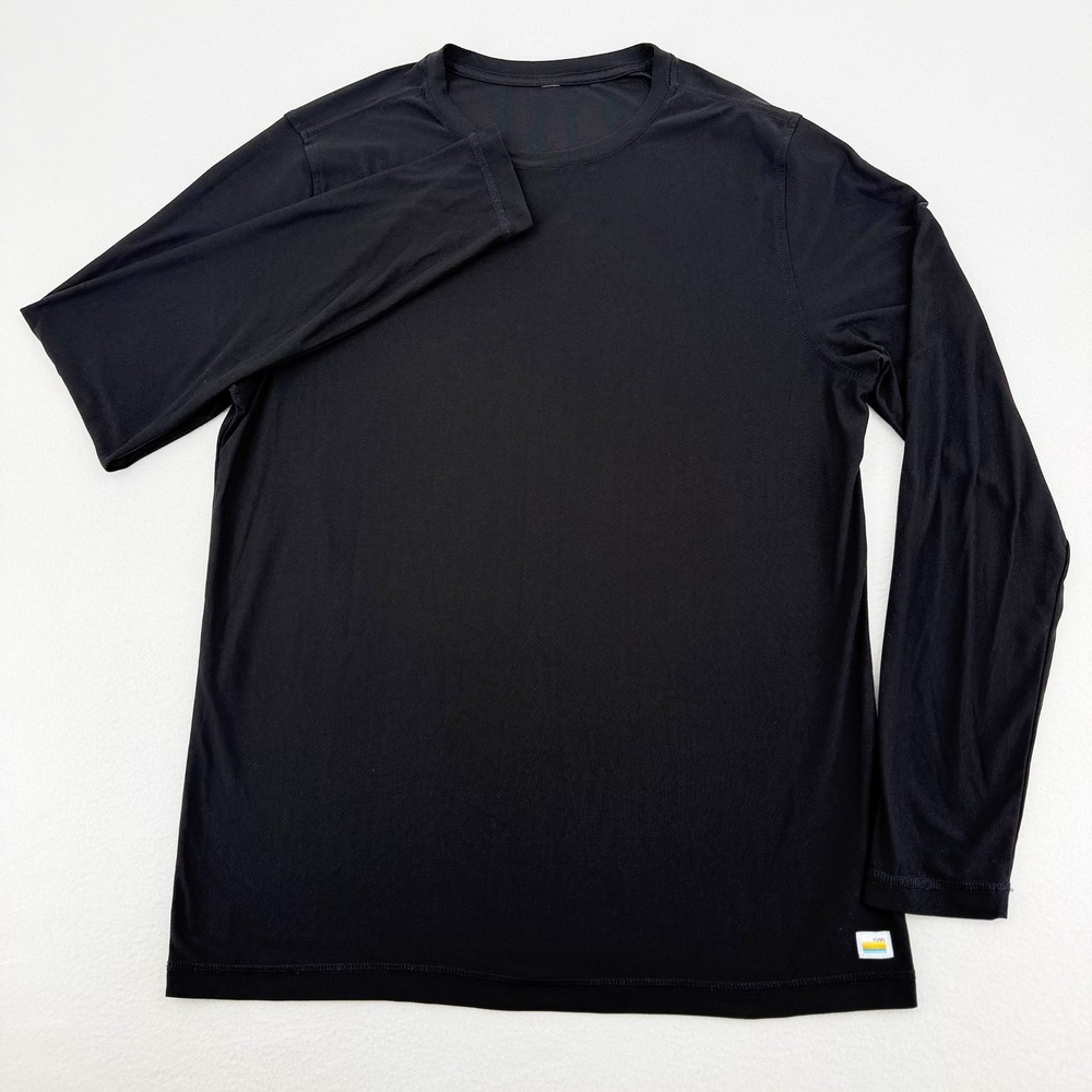 Vuori Strat Tech Long Sleeve Shirt Mens Med Black Performance Athletic Excellent